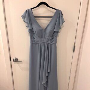 Azazie Omari Dusty Blue A-Line Chiffon Dress